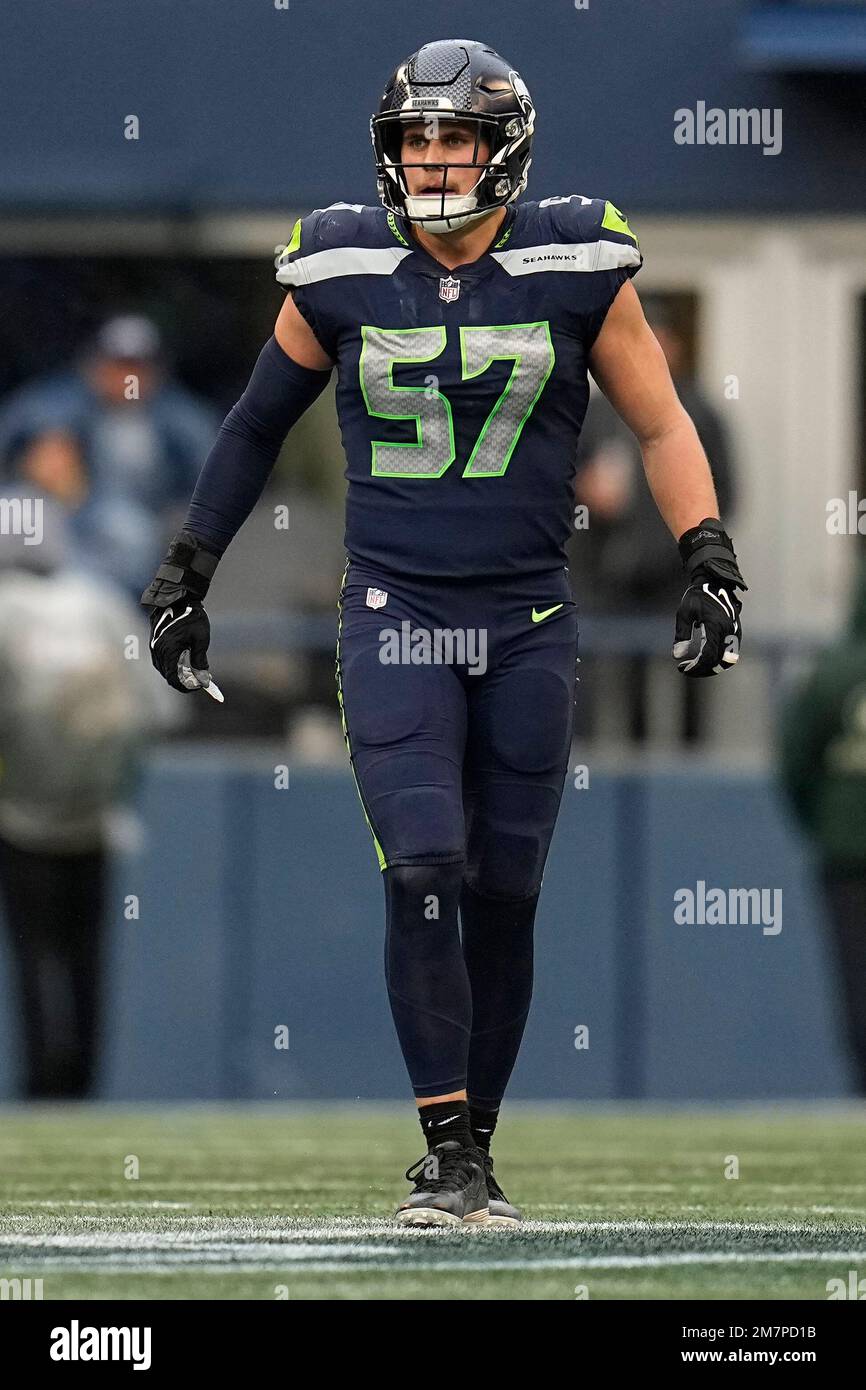 Seattle Seahawks linebacker Cody Barton (57) lines up for play