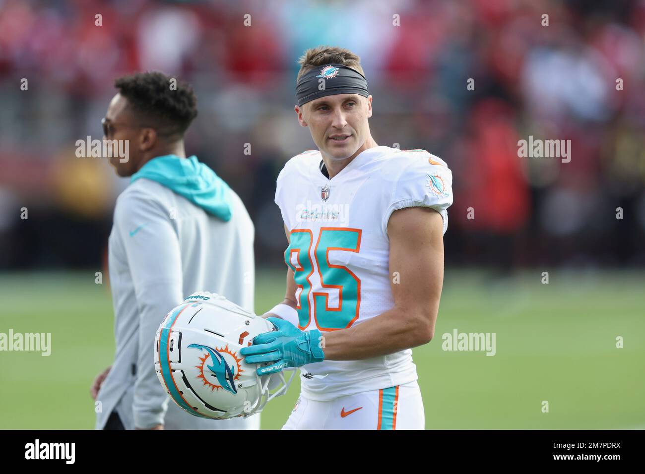 Miami Dolphins wide receiver River Cracraft (85) looks on before an NFL  football game against the San Francisco 49ers, Sunday, Dec. 04, 2022 in  Santa Clara, Calif. (AP Photo/Lachlan Cunningham Stock Photo - Alamy