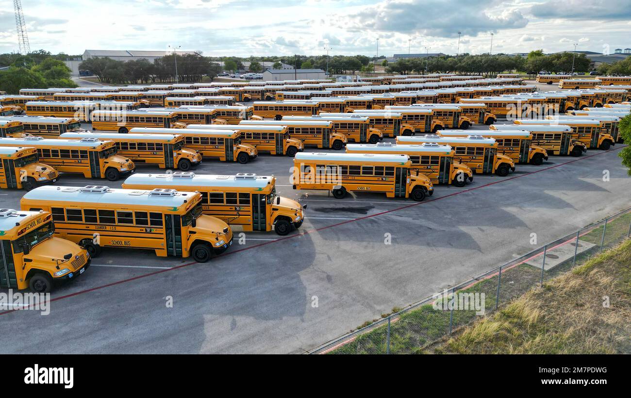 Cedar Park, Texas, USA. 23rd Aug, 2022. The Leander ISD "Bus Barn"" At ...