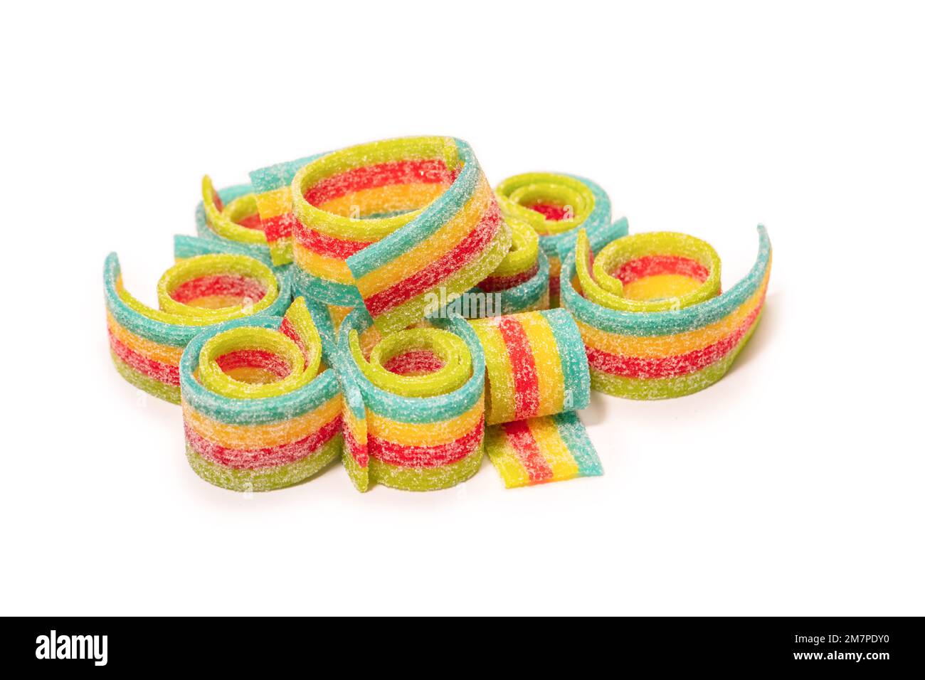 Colorful gummy candies. Top view. Isolated on a white background. Stock Photo