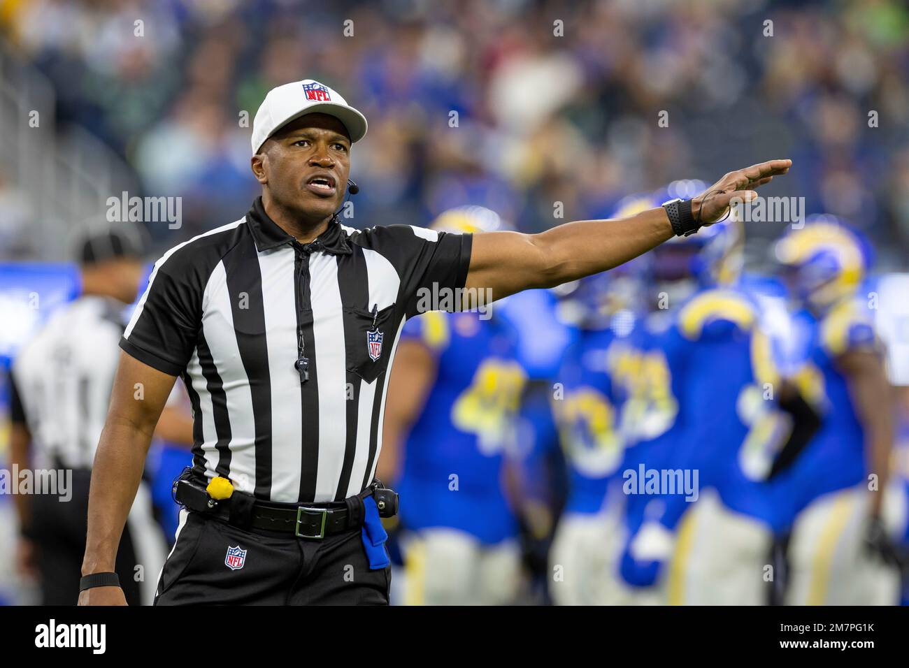 NFL official Shawn Smith referee's the game between the Seattle