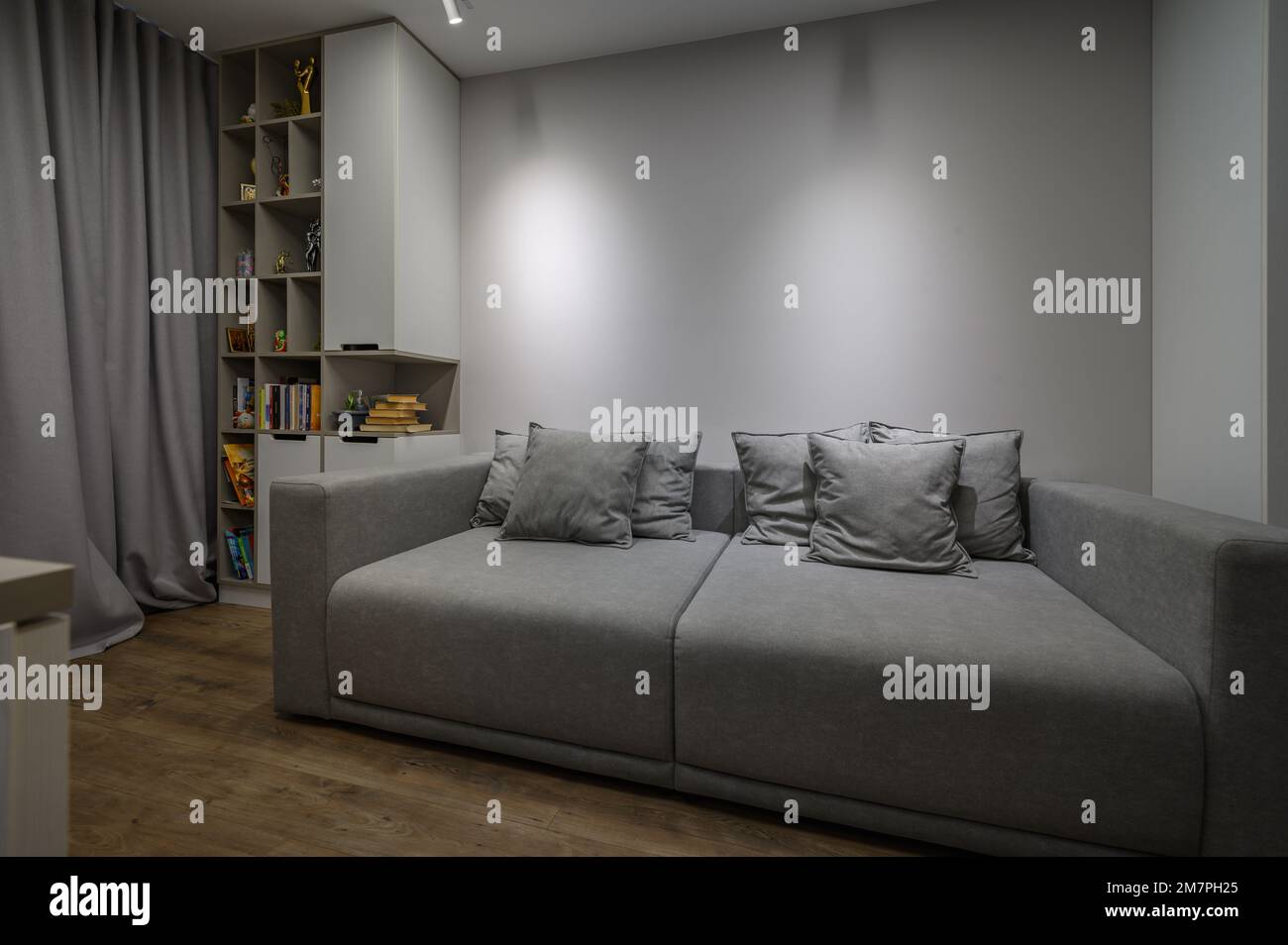 Grey luxury bedroom with elegant and modern details Stock Photo - Alamy