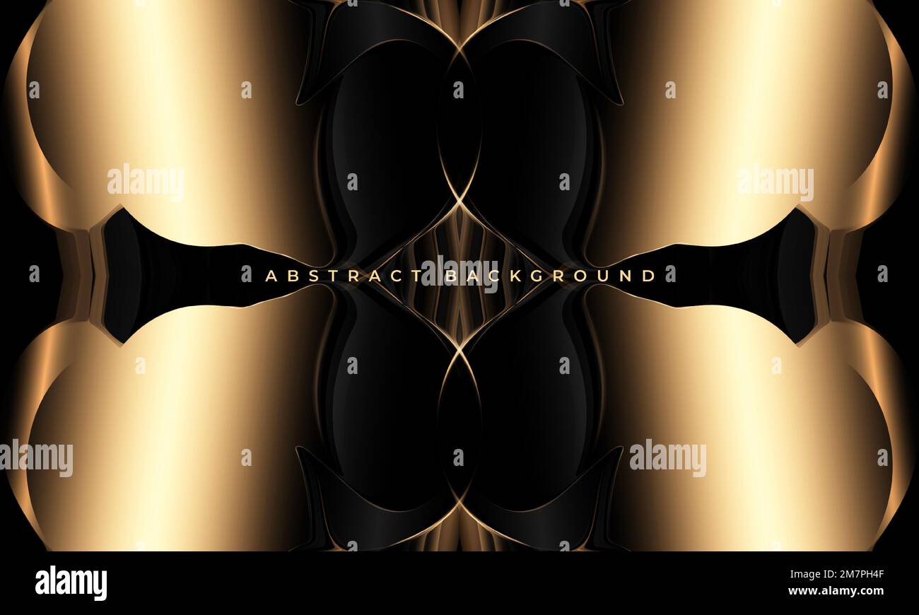 Abstract black and gold luxury background with golden shapes and lines ...