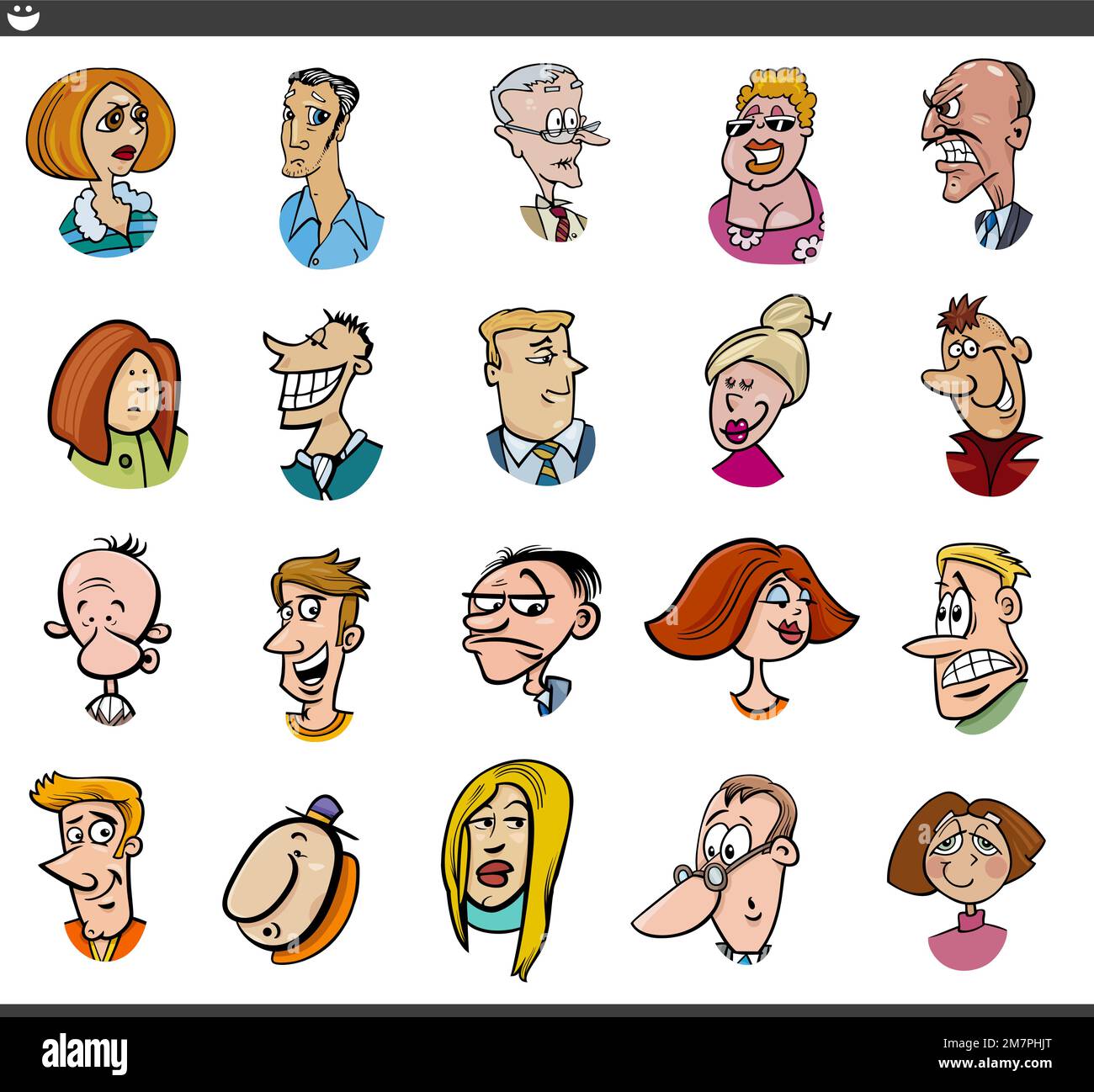 Cartoon illustration of funny people characters faces set Stock Vector  Image & Art - Alamy