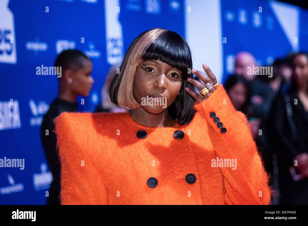Tamara Lawrance poses for photographers upon arrival for 'The British