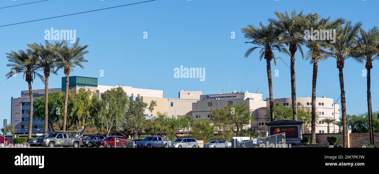 Sun City West, Arizona - Nov. 17, 2022: Banner Del E. Webb Medical Center is currently the eighth largest hospital in the Valley. Stock Photo