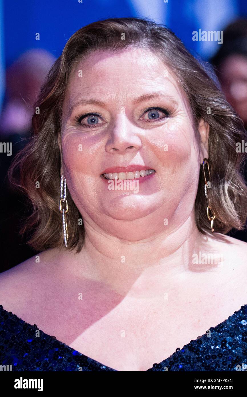 Jury member Joanna Scanlan, poses for photographers upon arrival for 'The British Independent