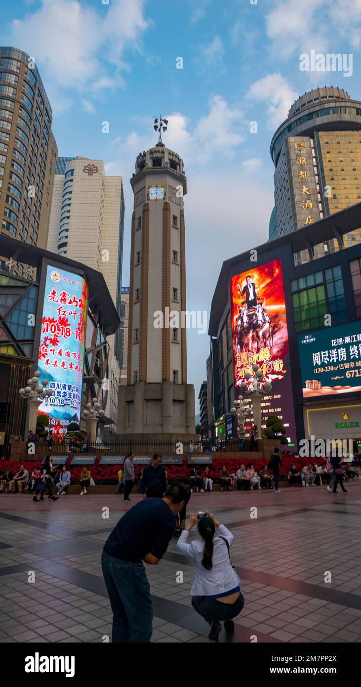 Chongqing People's Liberation Monument, Liberation Square, Monument, JeiFangBeiChongquin, China Stock Photo