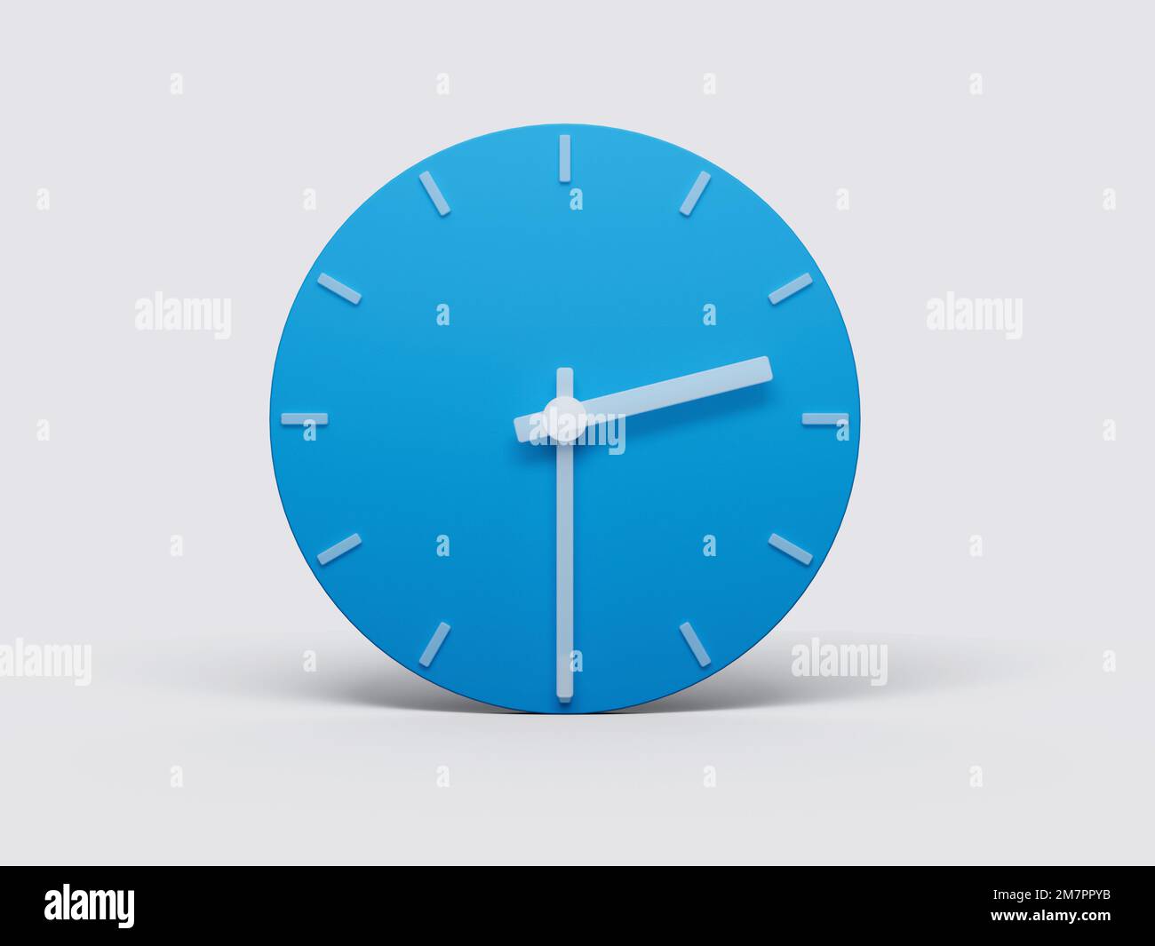 A minimalistic blue clock illustration showing half past two stock