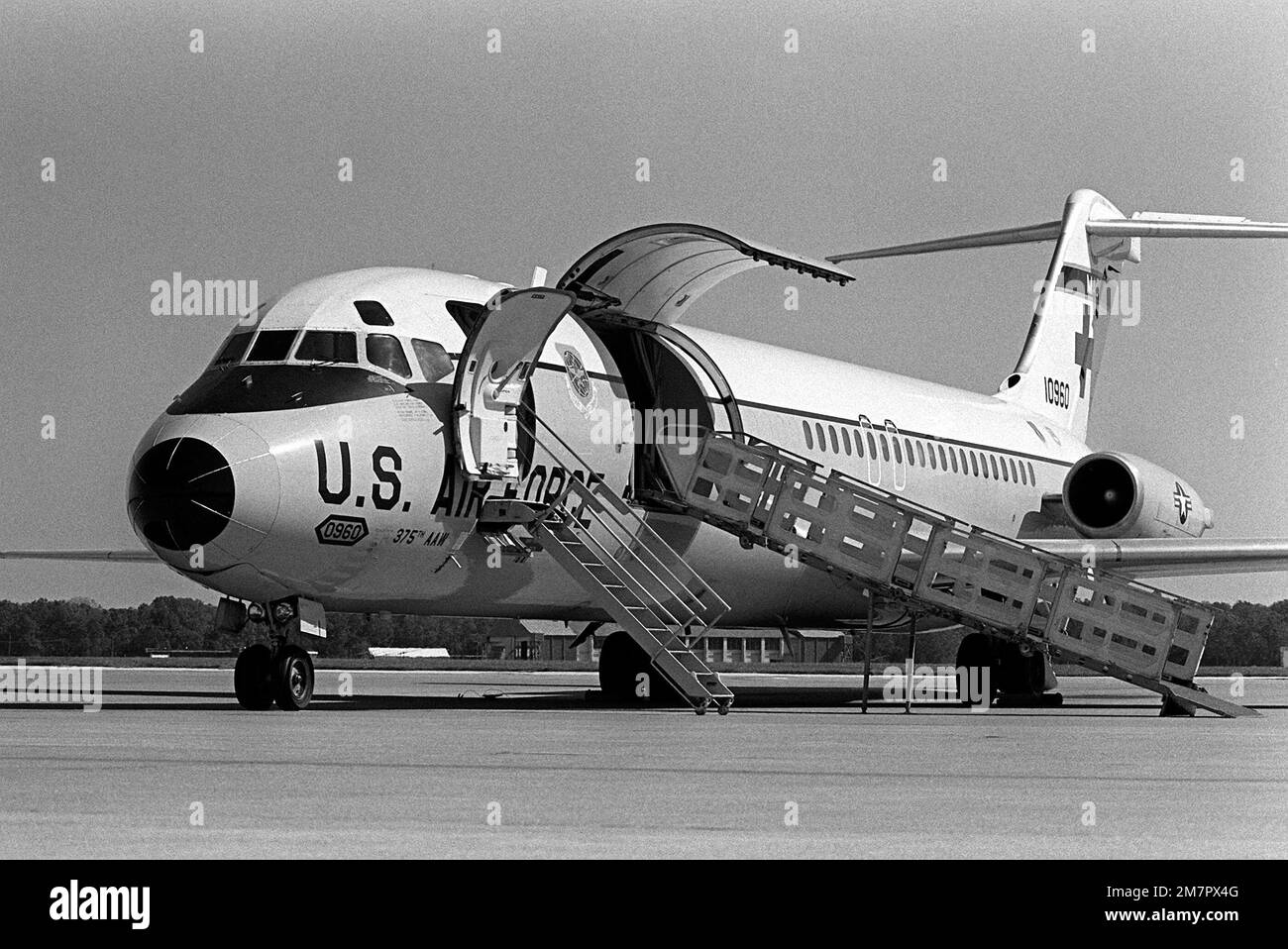 A Left Front View Of A 375th Aeromedical Airlift Wing C 9 Nightingale Aircraft On The Flight 2439