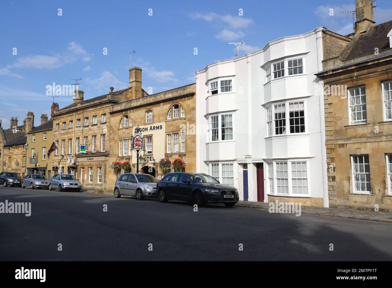 Lygon Arms Hotel, Chipping Campden High Street England, town in the English Cotswolds, Public house market town historical architecture period houses Stock Photo