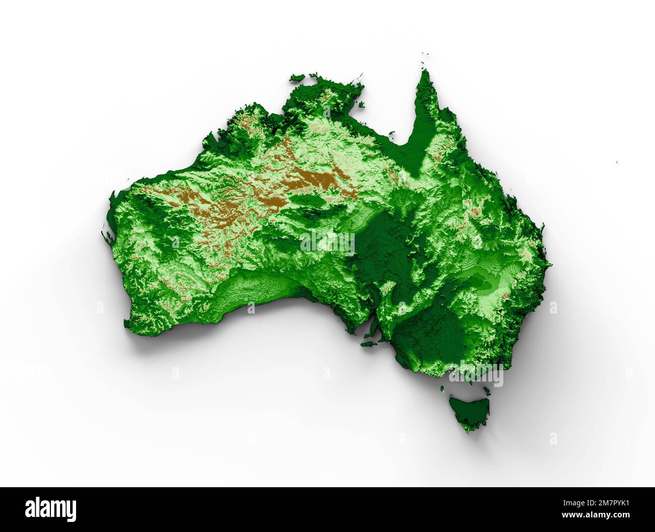 A 3d illustration of the Australian topographic map on a white background Stock Photo