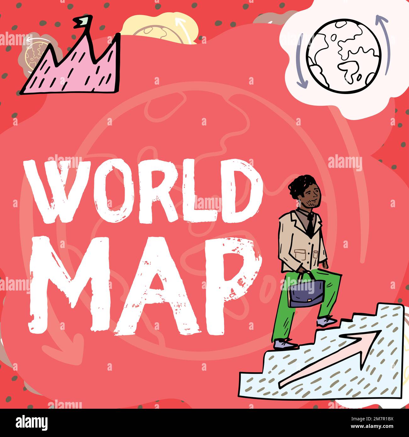 Hand writing sign World Map. Word for a diagrammatic representation of