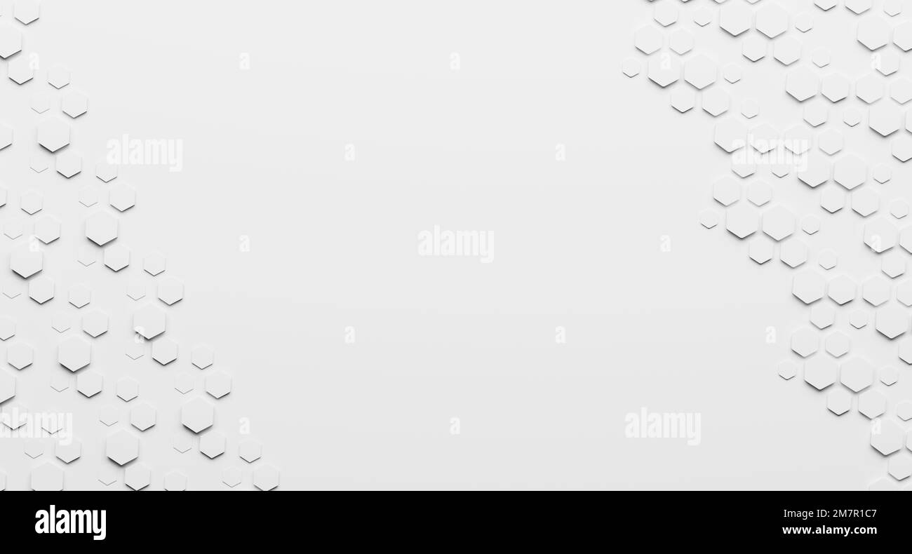 3d rendering White geometric hexagonal abstract background Stock Photo ...