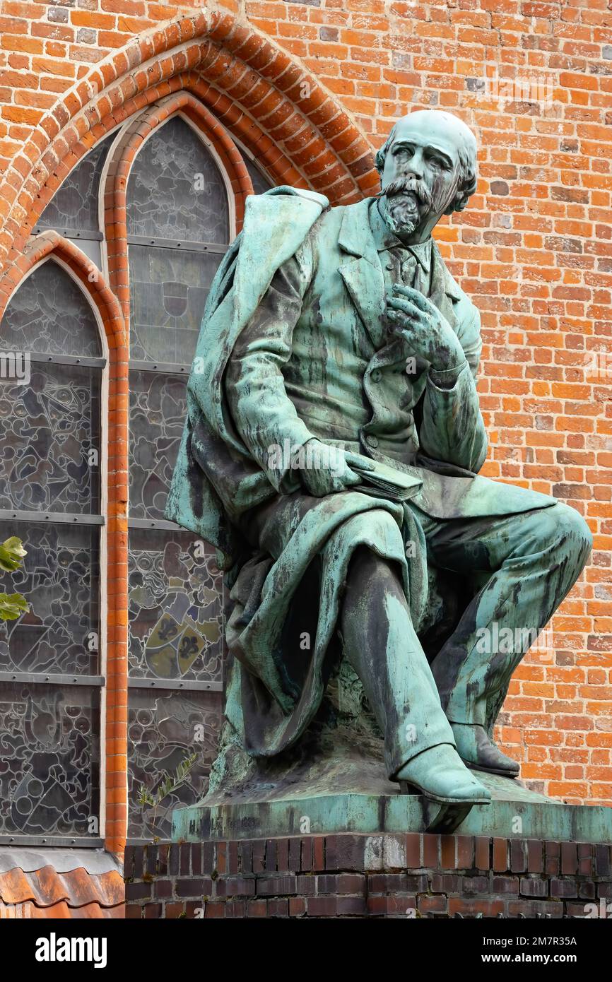 close up of the Emanuel Geibel monument in Lübeck Stock Photo