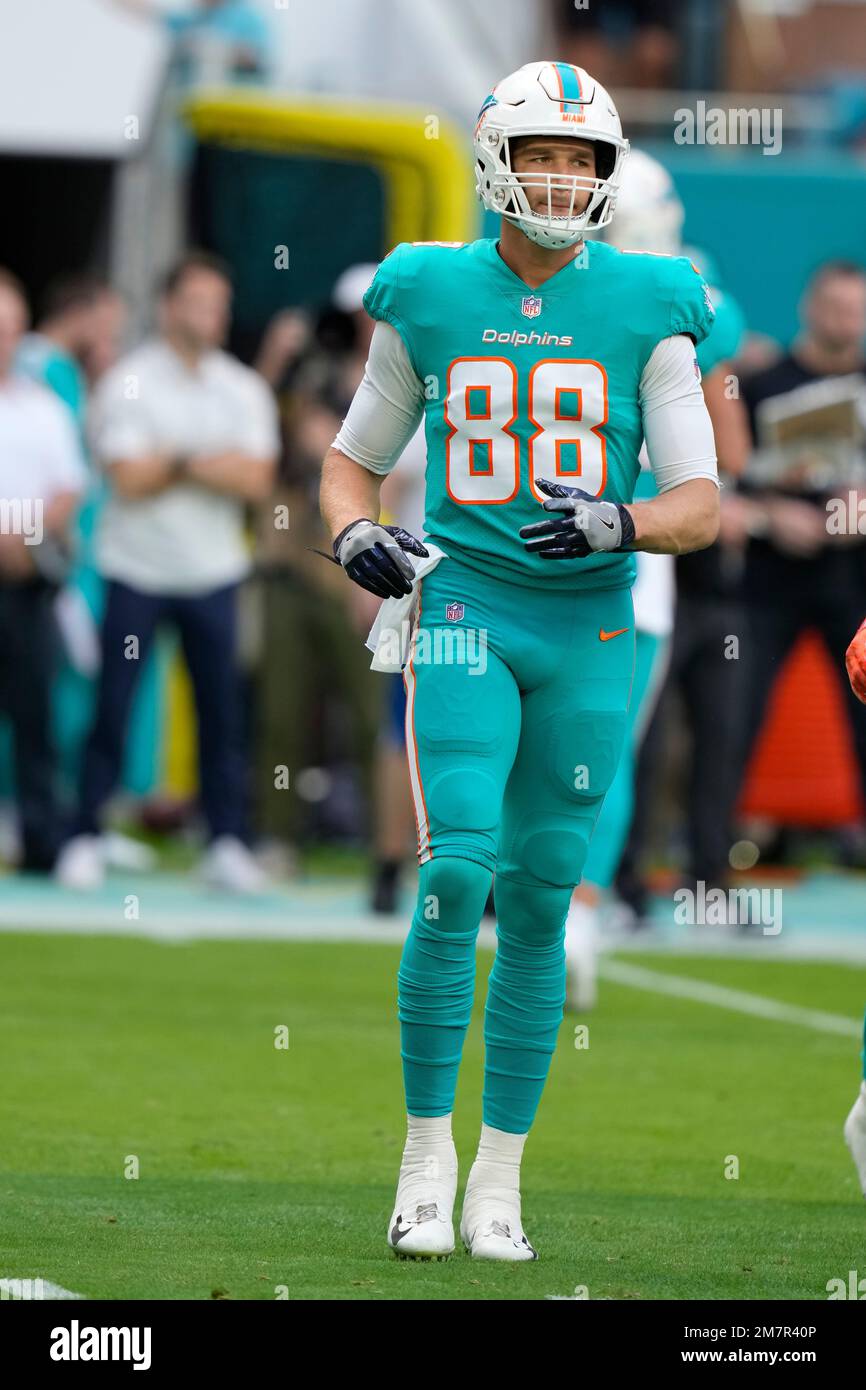 Miami Dolphins tight end Mike Gesicki (88) runs on the field