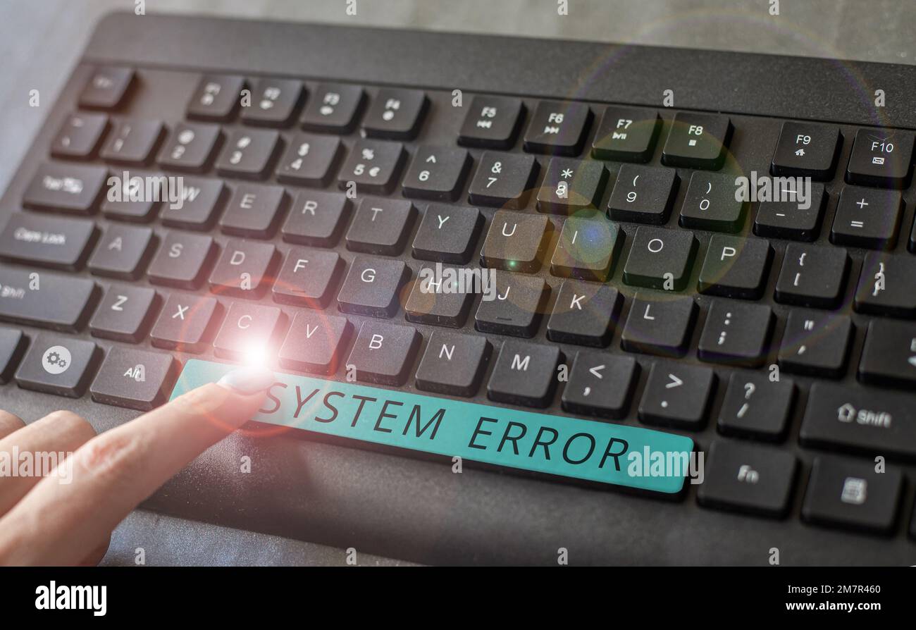 Text caption presenting System Error, Conceptual photo Technological ...