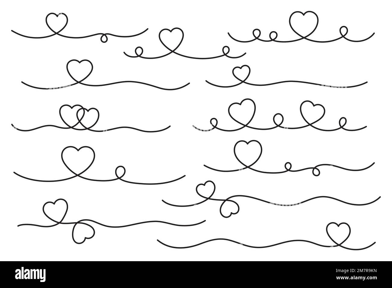 Heart lines bundle, hand drawn doodle love line for valentine's day