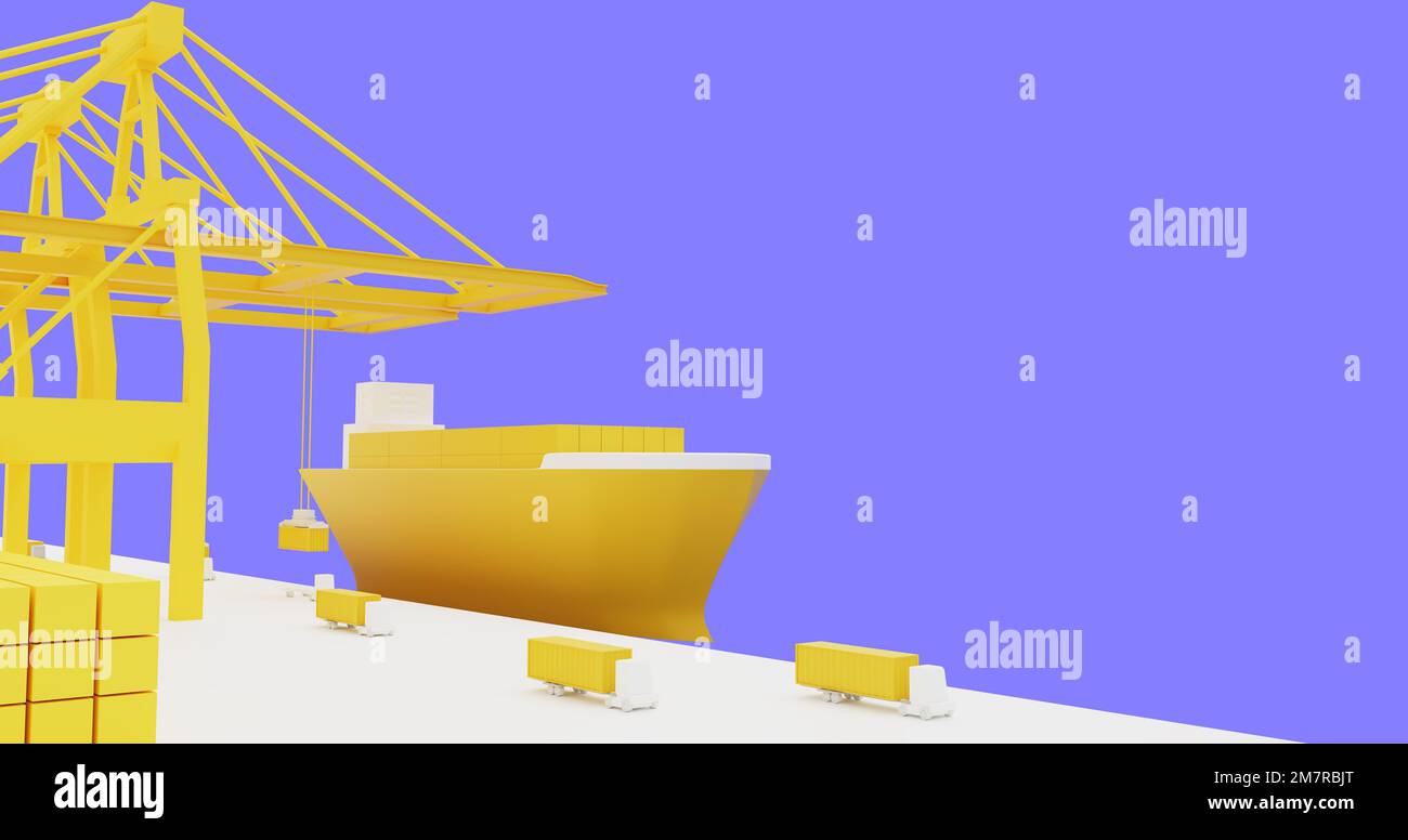 Container Shipping Terminals. shipping ports logistics landing page. 3d