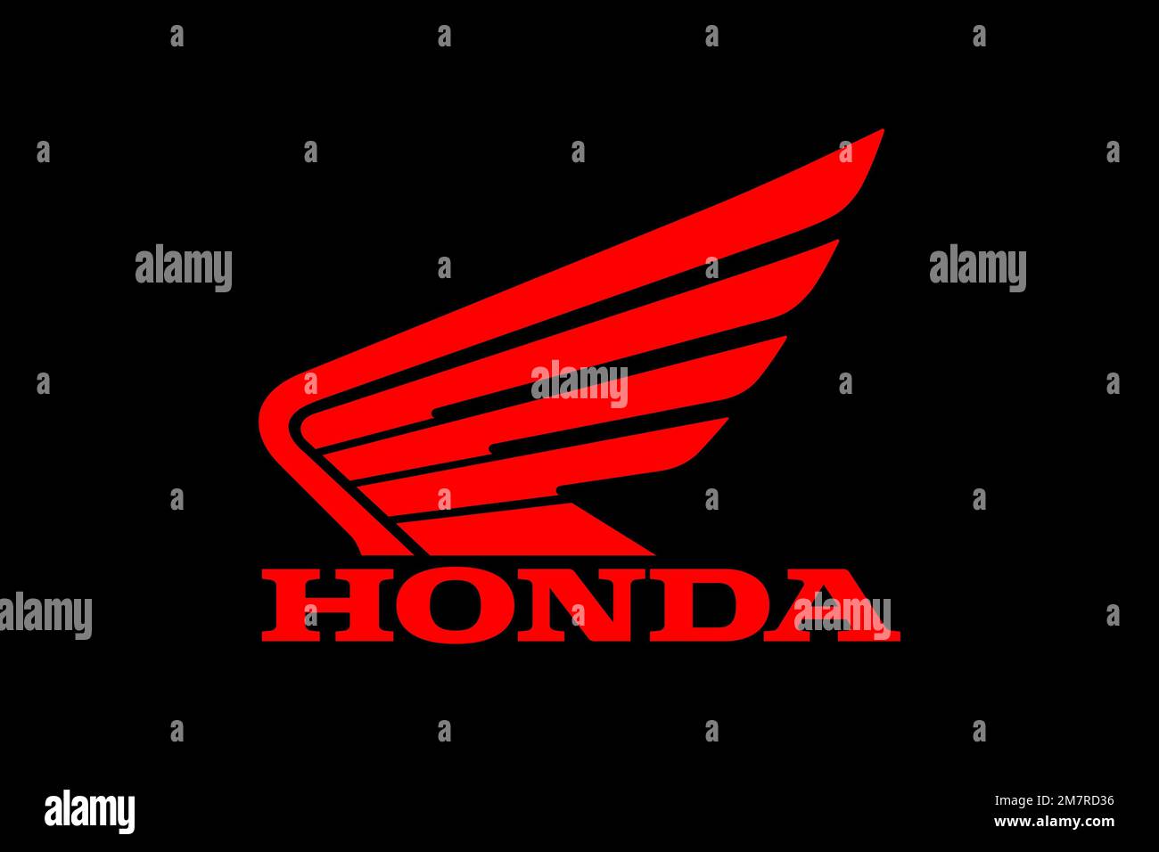 Honda Motorcycle and Scooter India, Logo, Black Background Stock Photo