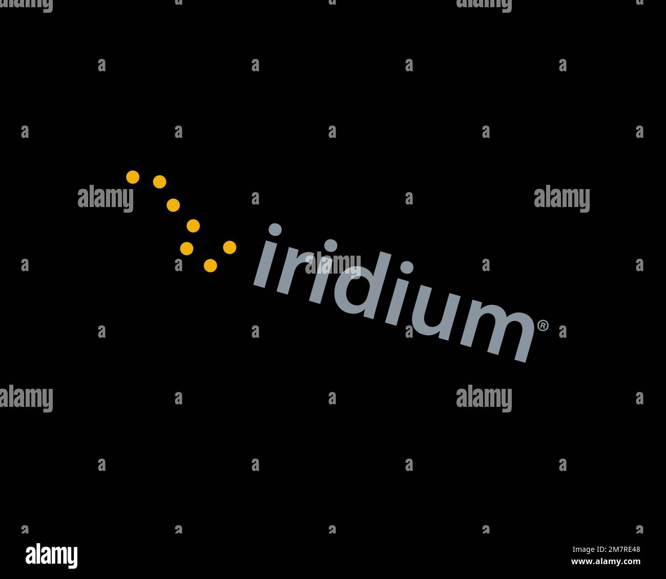 Iridium Communications, rotated logo, black background B Stock Photo