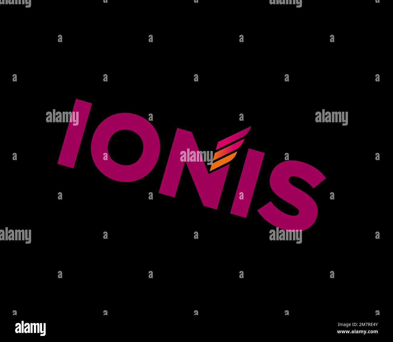 Ionis Pharmaceuticals, Rotated Logo, Black Background B Stock Photo - Alamy