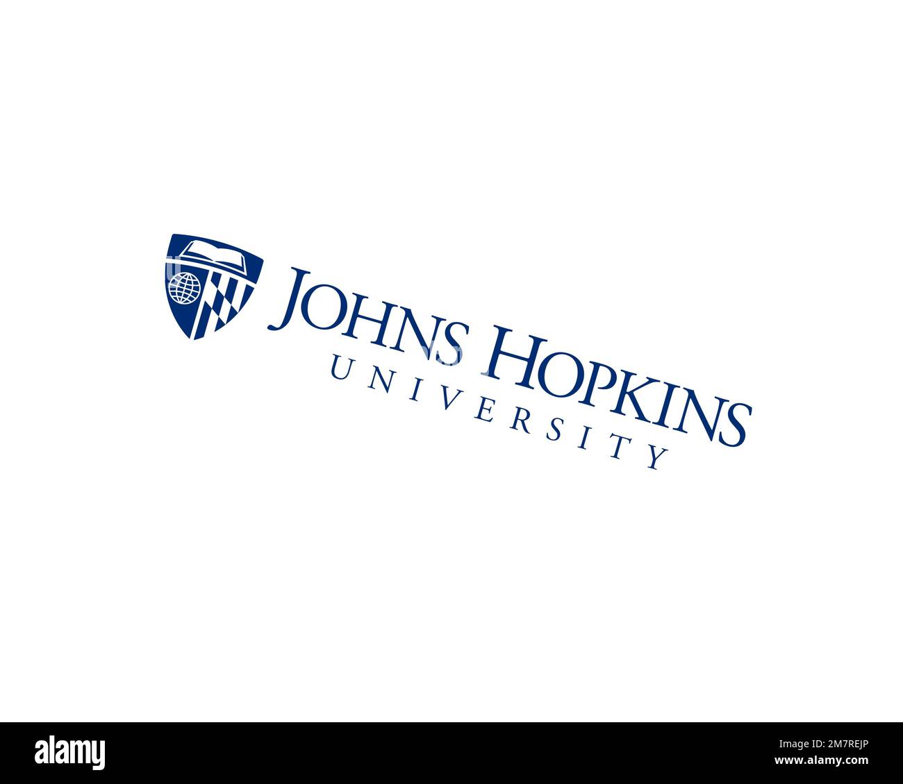 Johns Hopkins University, Rotated Logo, White Background B Stock Photo