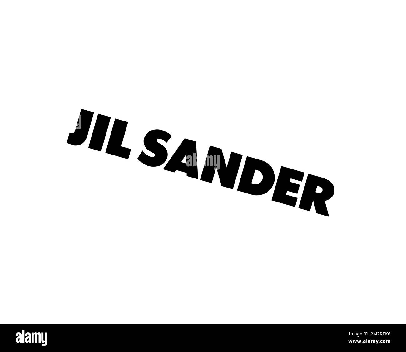 Jil Sander brand, rotated logo, white background B Stock Photo - Alamy