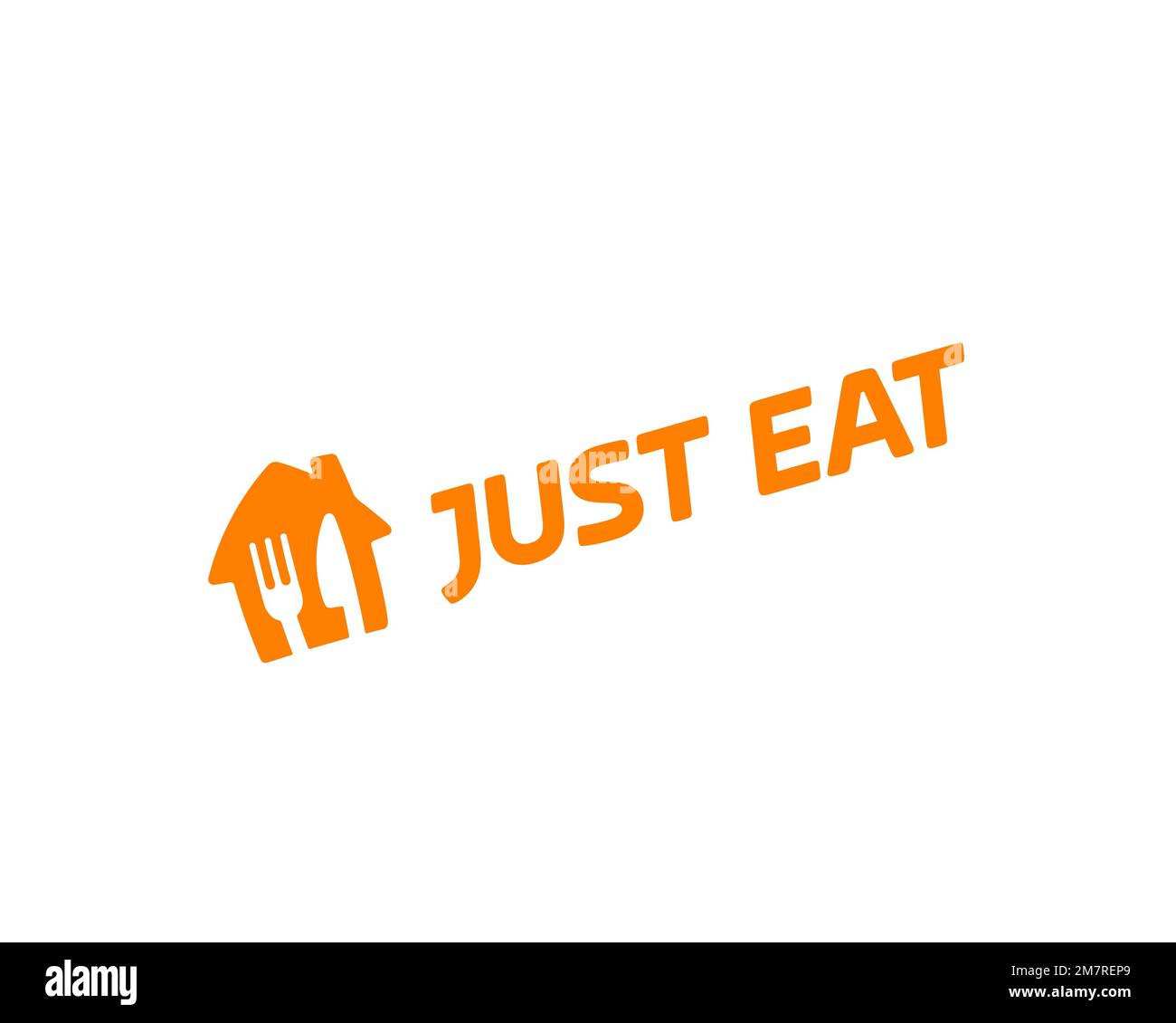 Just Eat, Rotated Logo, White Background Stock Photo - Alamy