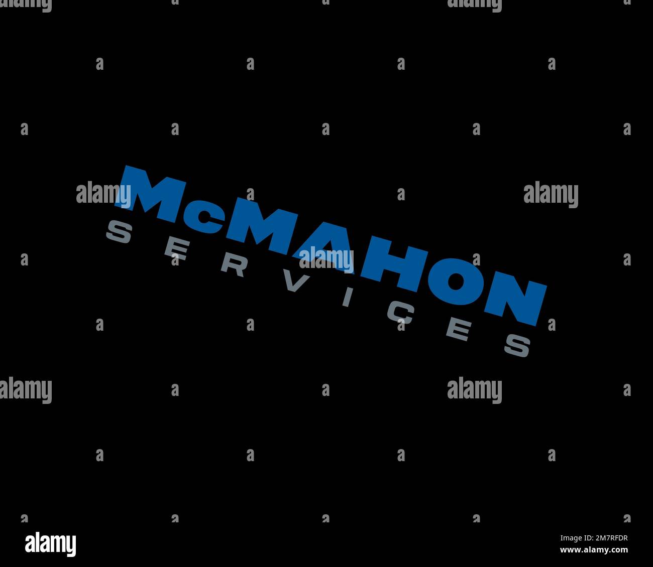 McMahon Services, rotated logo, black background B Stock Photo Alamy