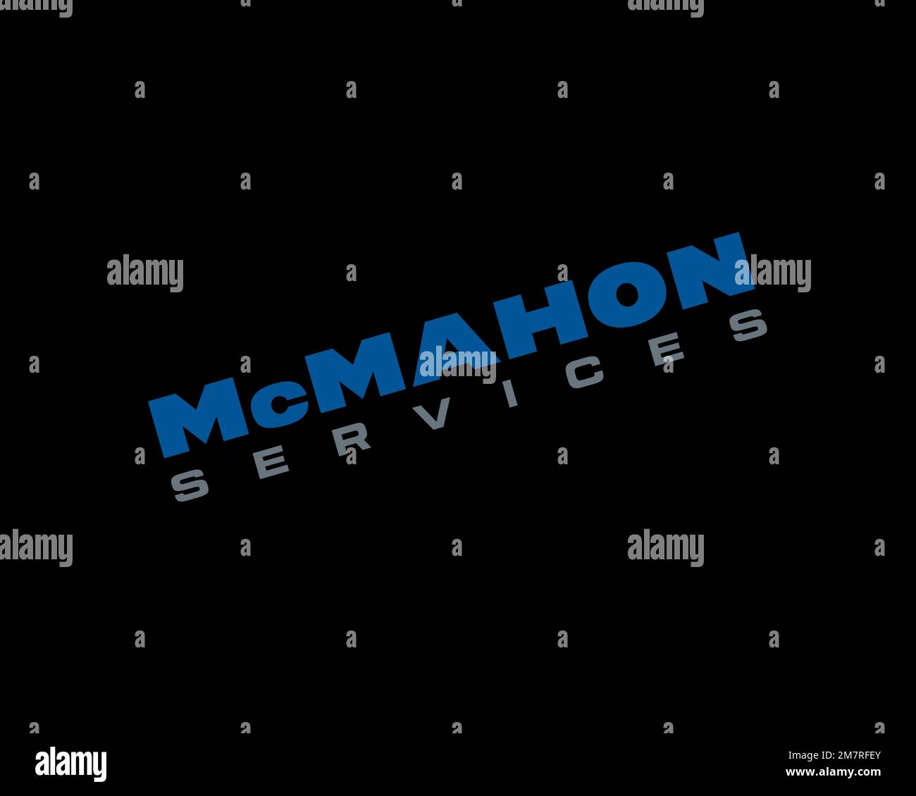 McMahon Services, rotated logo, black background Stock Photo Alamy