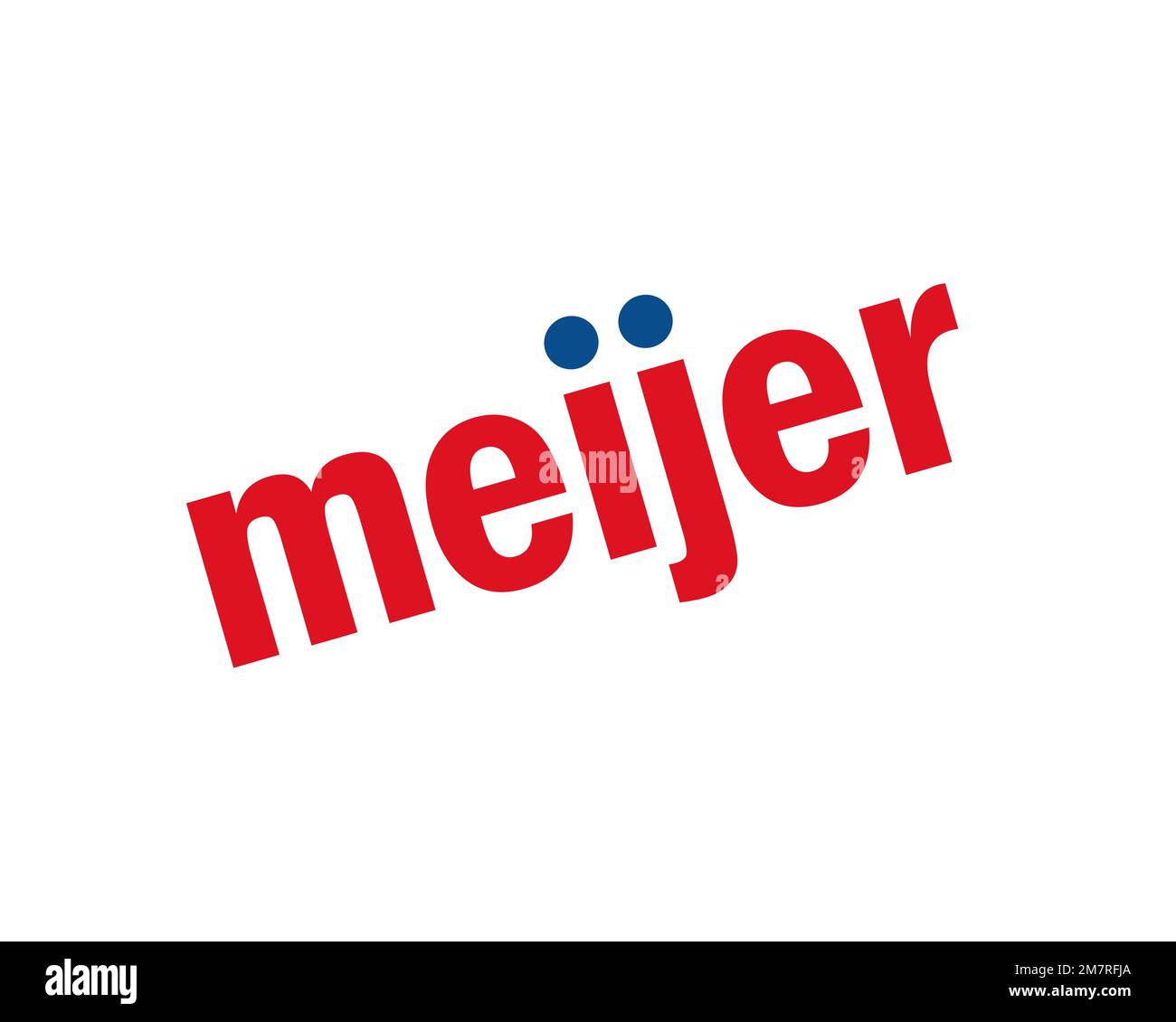 Meijer, rotated logo, white background Stock Photo