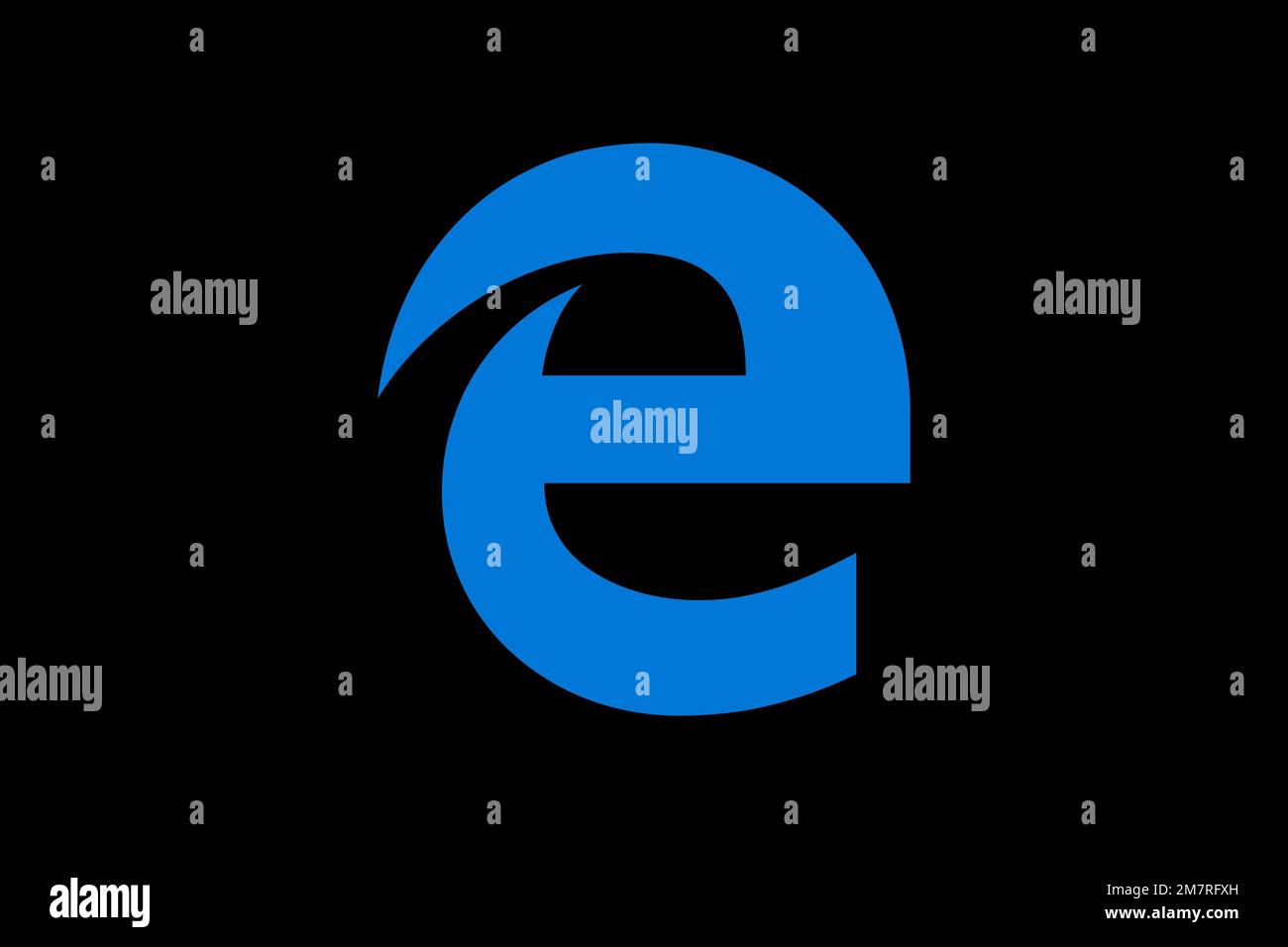 Microsoft Edge, Logo, Black background Stock Photo