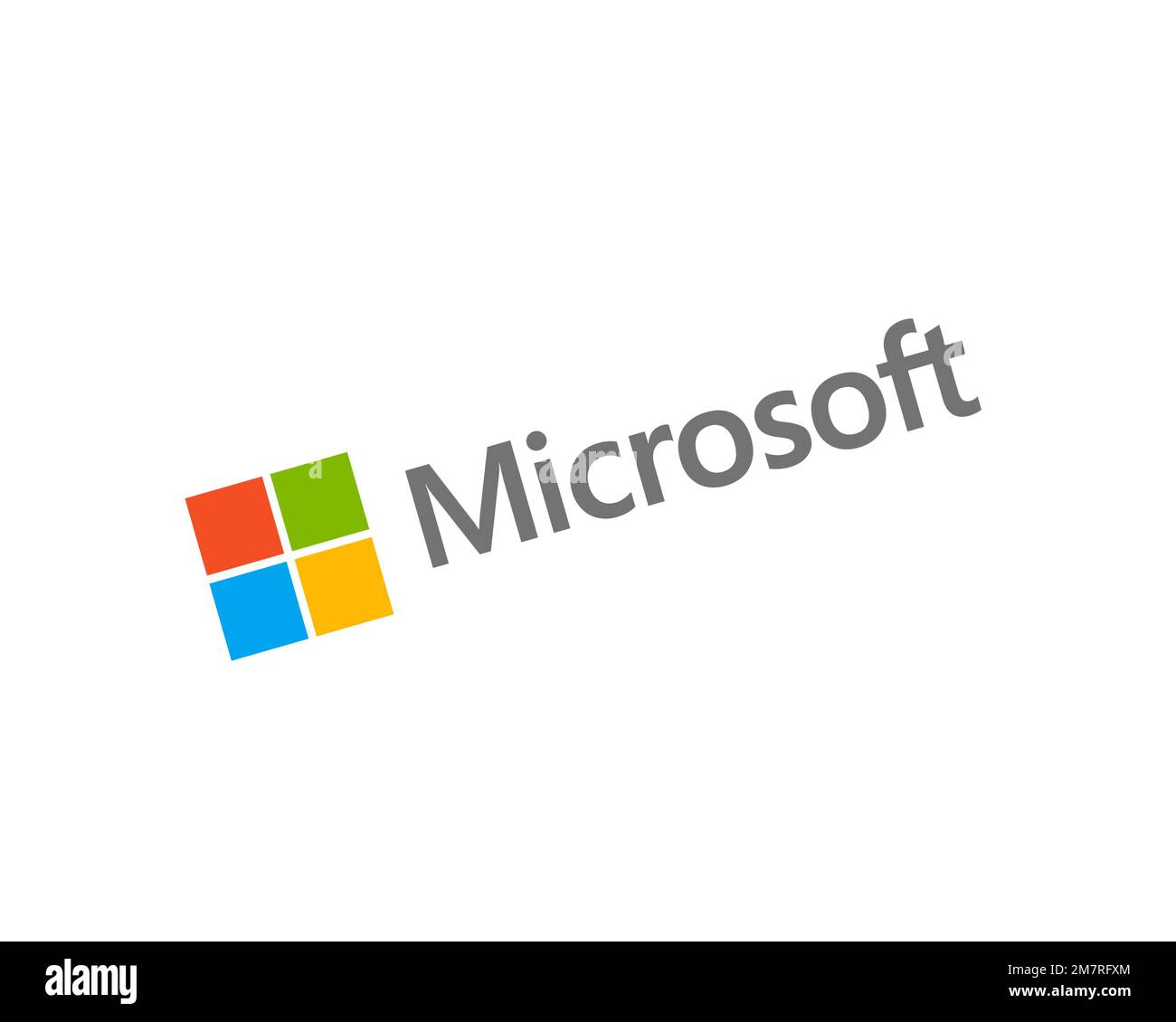 Microsoft, rotated logo, white background Stock Photo