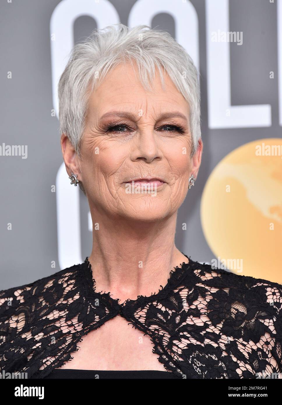 Jamie Lee Curtis arrives at the 80th annual Golden Globe Awards at the Beverly Hilton Hotel on