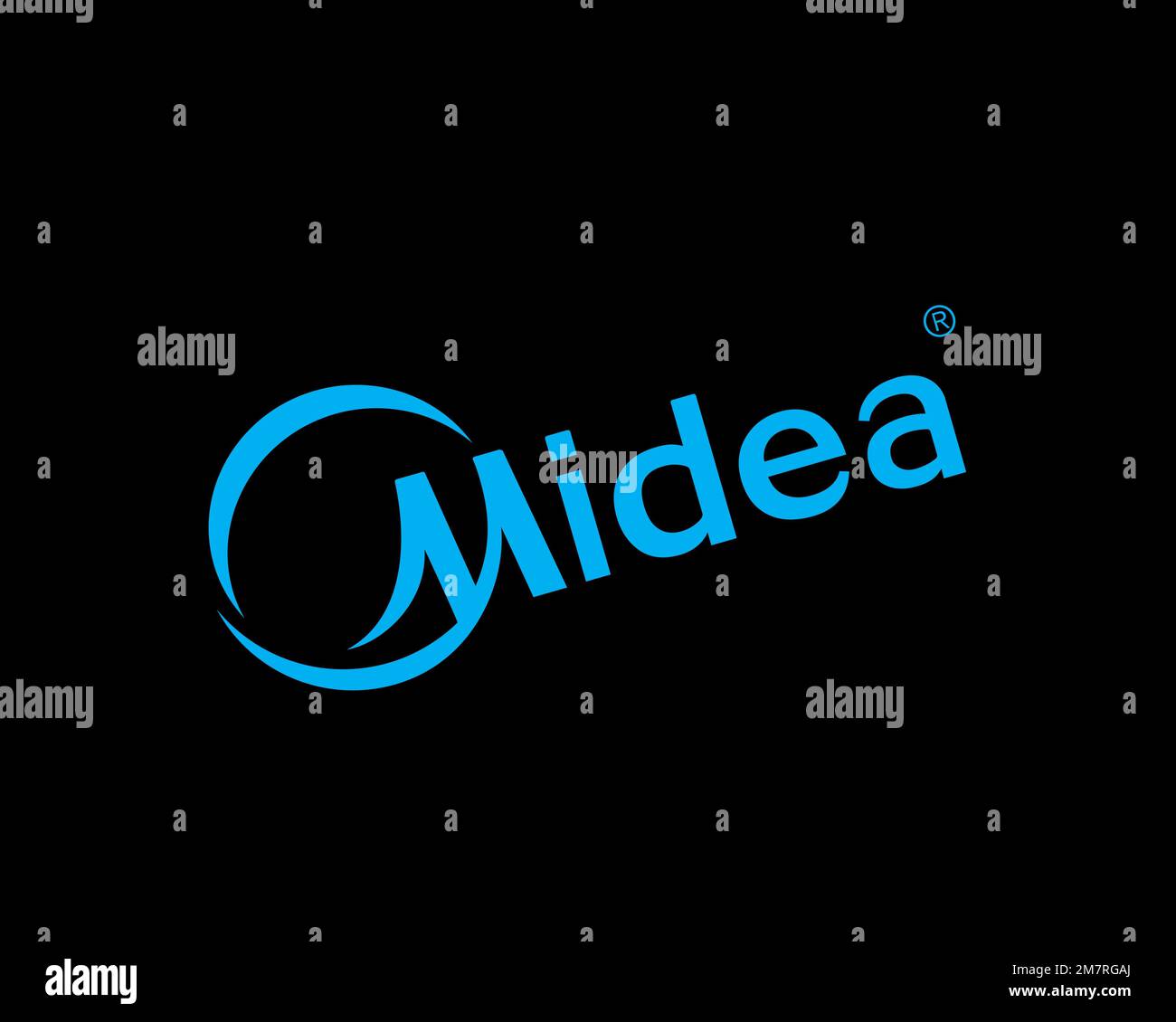 Midea Group, rotated logo, black background Stock Photo - Alamy