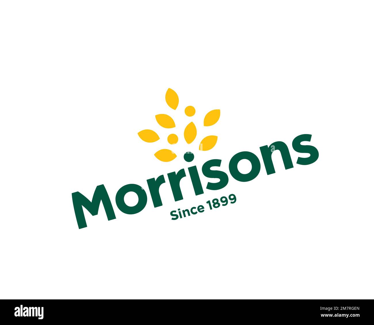 Morrisons, Rotated Logo, White Background Stock Photo