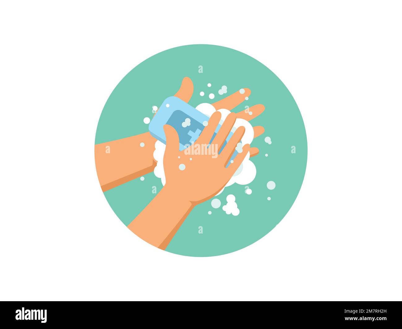 Wash Hands with Soap Vector Illustration. Flat Design. Stock Vector