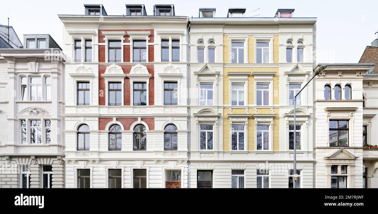 beautifully restored row houses from the late 19th century with individual design in cologne ehrenfeld Stock Photo
