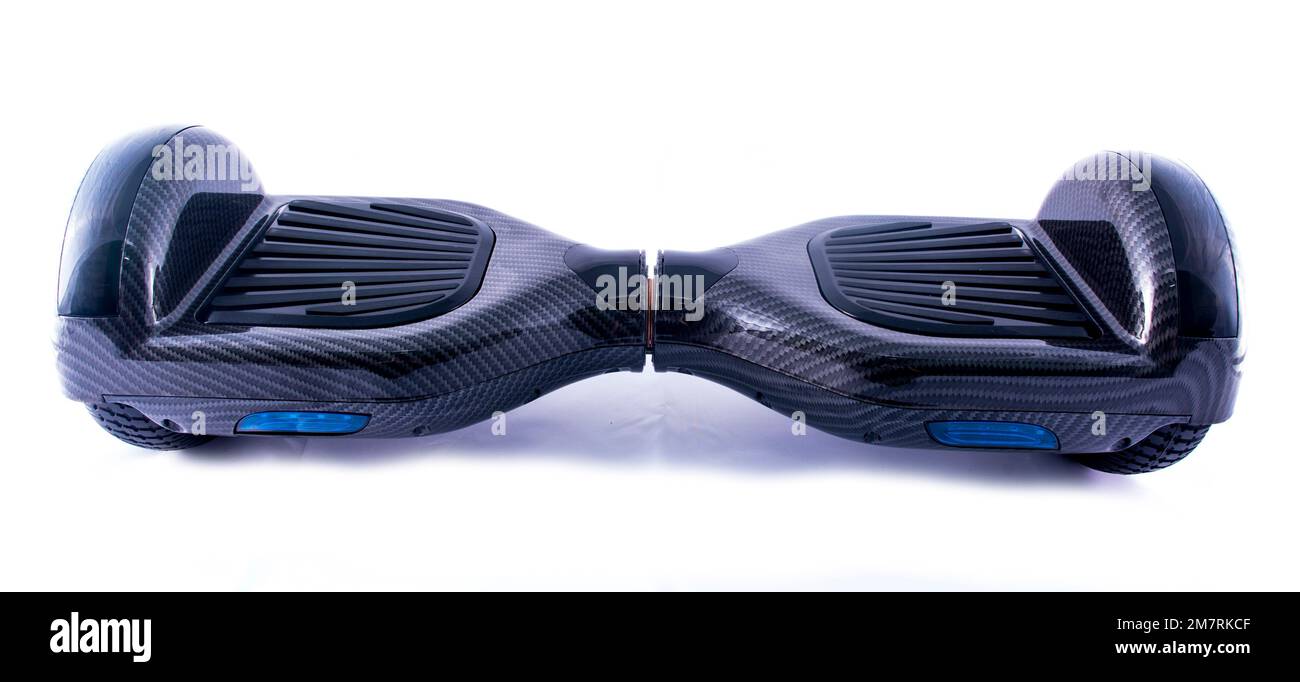 A panoramic closeup of a black hoverboard isolated on a white background  Stock Photo - Alamy