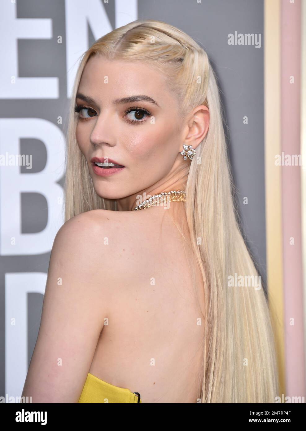 Anya Taylor-Joy arrives at the 80th annual Golden Globe Awards at the