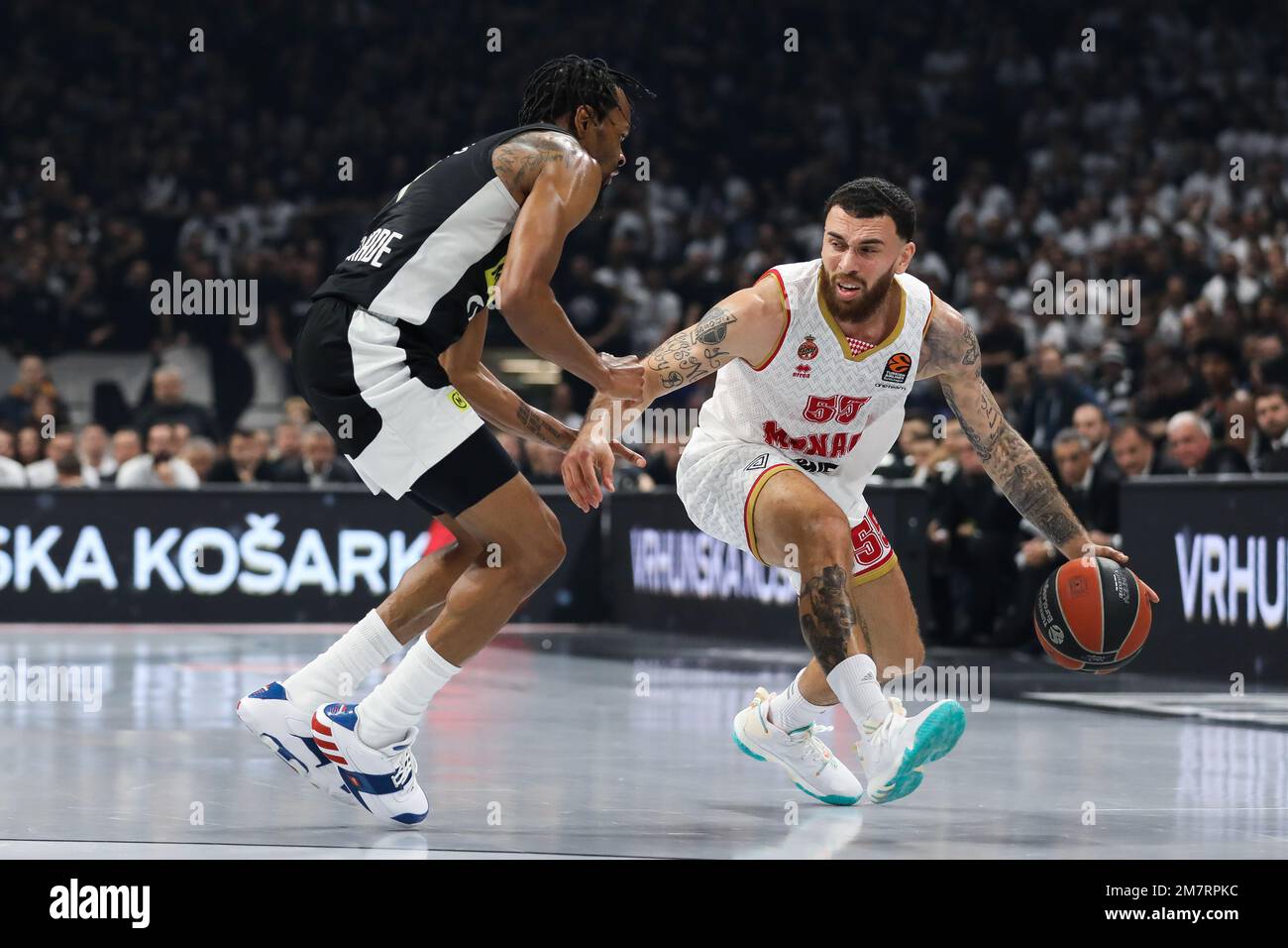 Belgrade, Serbia, 5 January 2023. Mike James of AS Monaco in action during  the 2022/2023 Turkish Airlines EuroLeague match between Partizan Mozzart  Bet Belgrade and AS Monaco at Stark Arena in Belgrade,
