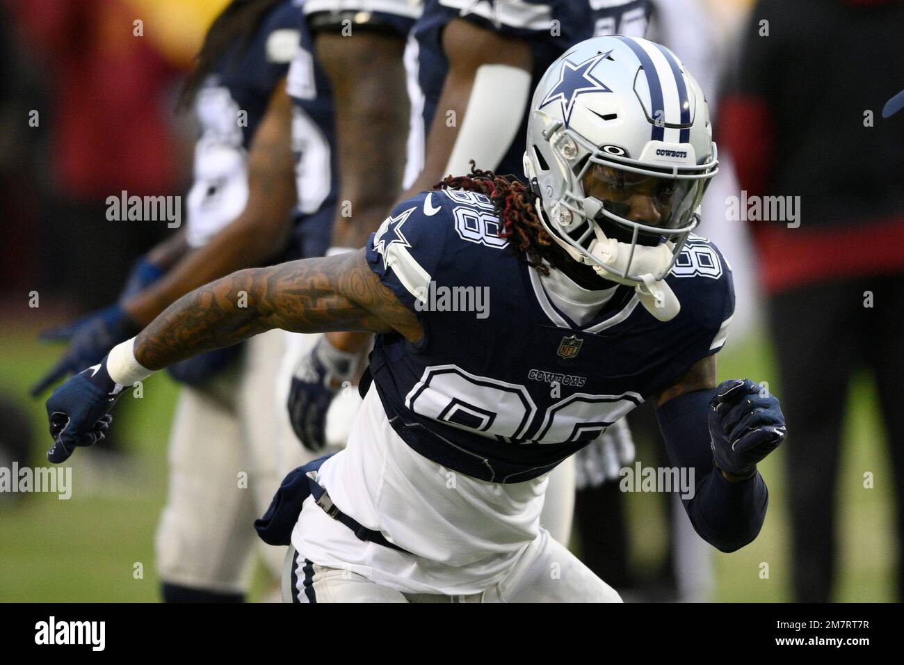 Dallas Cowboys wide receiver CeeDee Lamb (88) warms up before an NFL  football game against the Washington Commanders, Sunday, Jan. 8, 2023, in  Landover, Md. (AP Photo/Nick Wass Stock Photo - Alamy