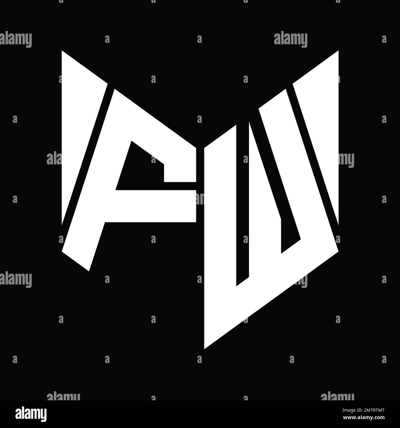 FW Logo monogram with hexagon slice shape design template Stock Photo ...