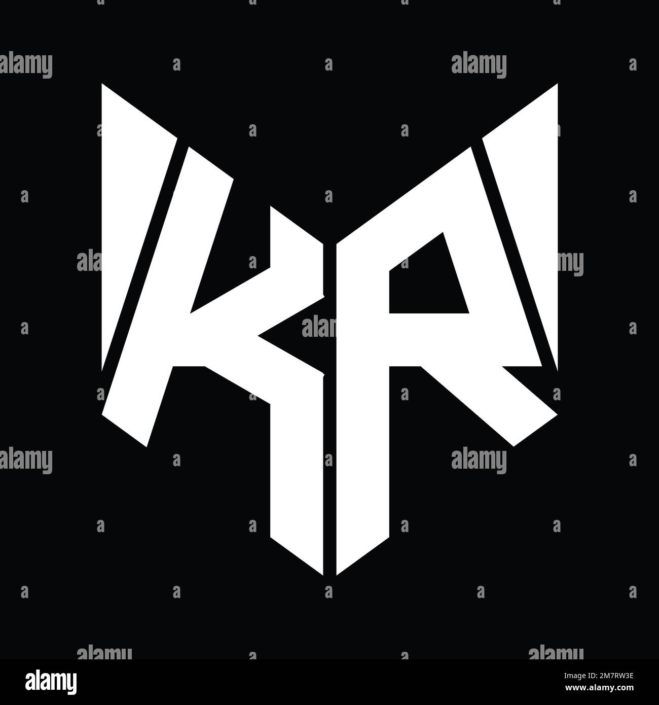KR Logo monogram with hexagon slice shape design template Stock Photo ...