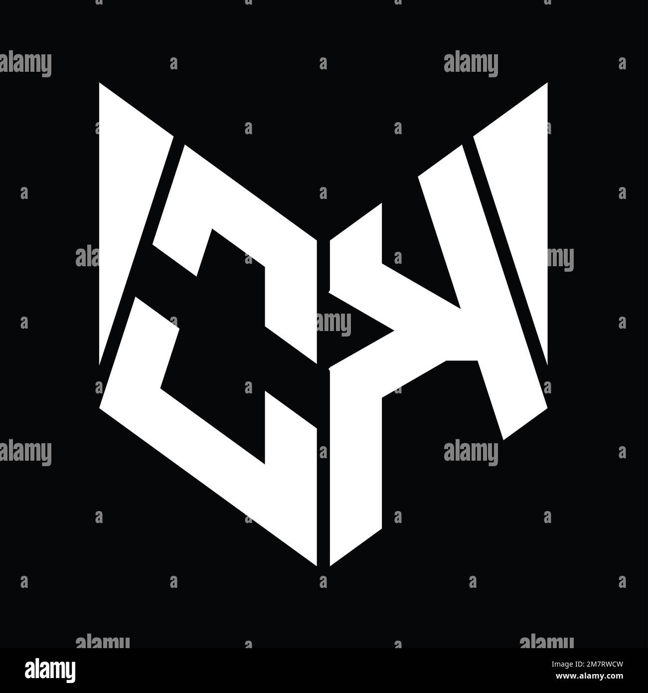 Ok logo monogram with hexagon slice shape design template stock photo