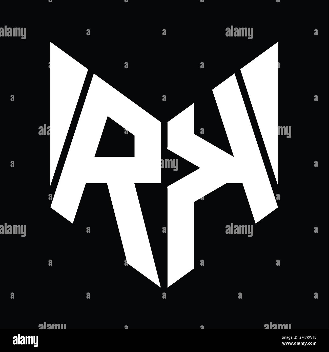 RK Logo monogram with hexagon slice shape design template Stock Photo