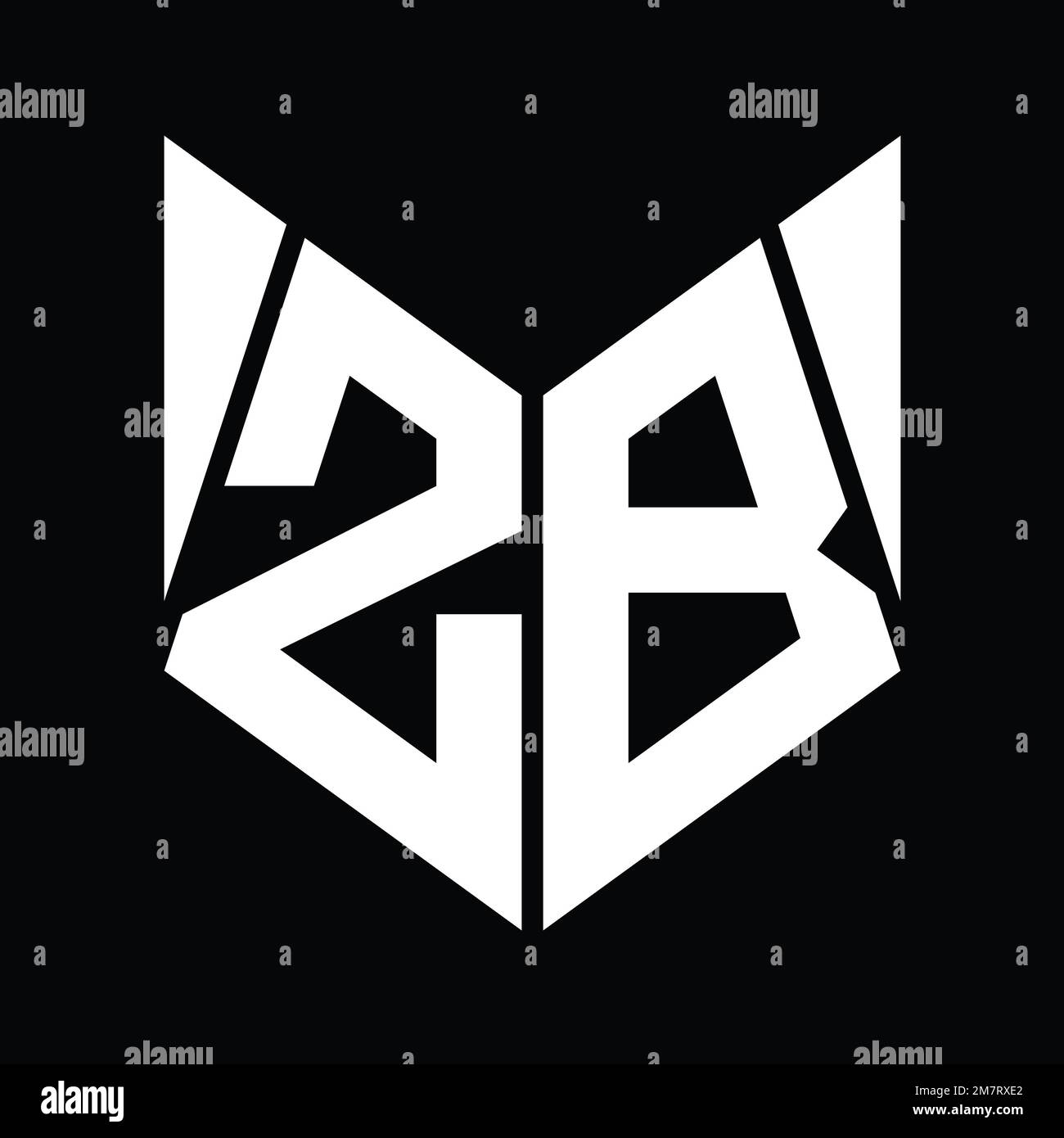 ZB Logo monogram with hexagon slice shape design template Stock Photo