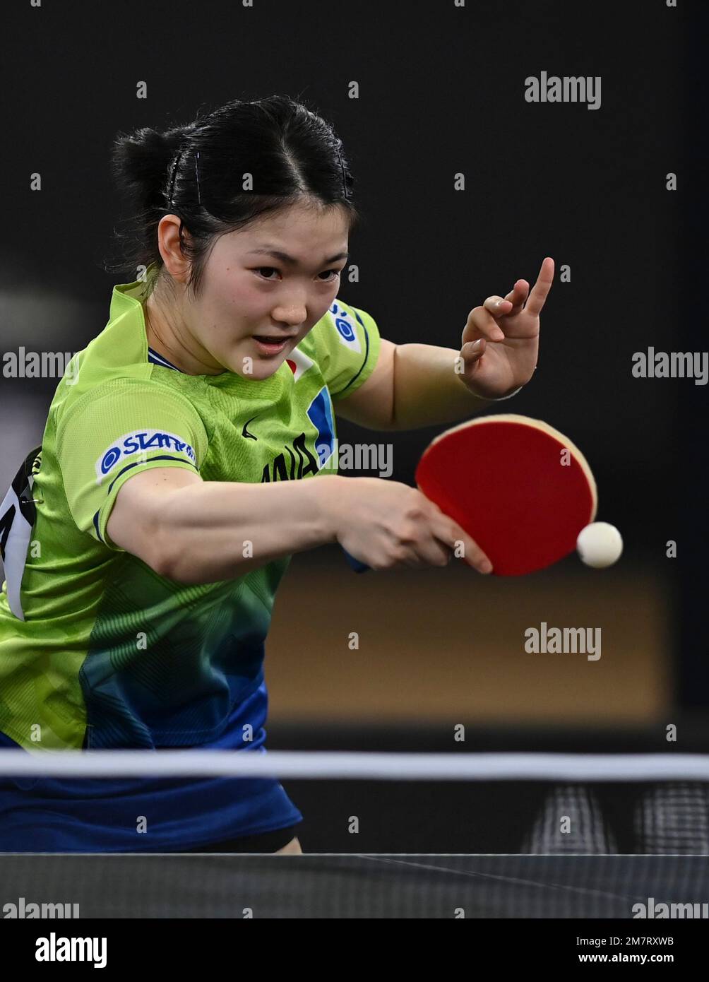 Doha, Qatar. 10th Jan, 2023. Kihara Miyuu of Japan hits a return during