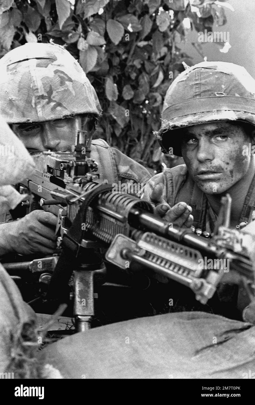Private First Class J. Graham, a machine gunner with Company F, 2nd